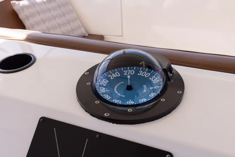 Lucky Marlin Yacht Photos Pics Compass on 1987 Ocean Yachts Convertible boat dashboard.