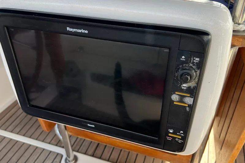 Saba Yacht Photos Pics Raymarine navigation display on 2013 Jeanneau 57 yacht, featuring touchscreen controls.