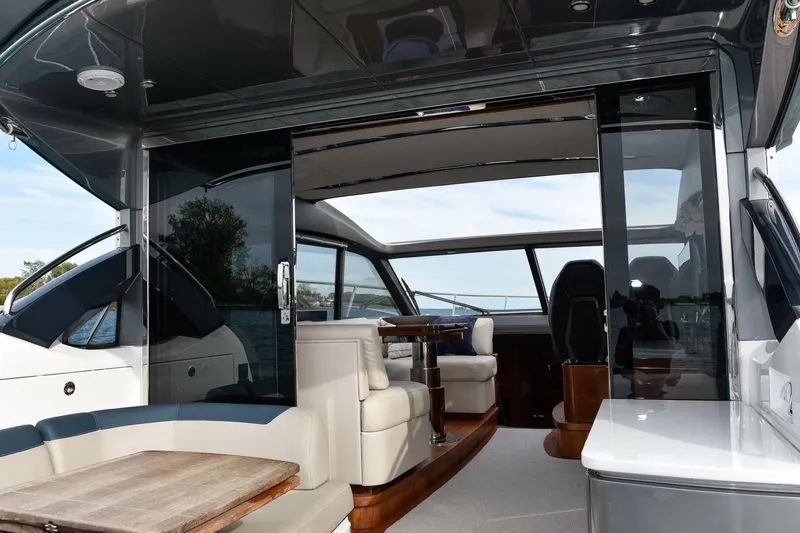  Yacht Photos Pics Luxurious 2022 Princess V50 yacht interior with elegant seating and modern design.