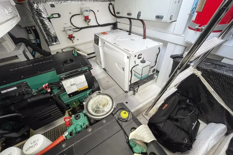  Yacht Photos Pics Engine room of 2022 Princess V50 yacht with generator and equipment.