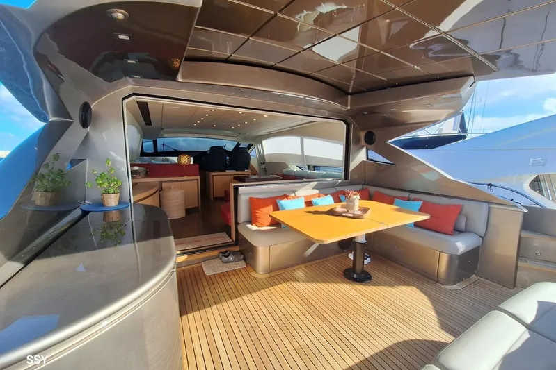  Yacht Photos Pics Luxurious 2008 Pershing 72 yacht interior with elegant seating and modern design.