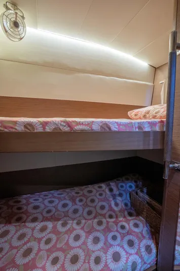 Blue Octane Yacht Photos Pics Bunk beds in 2018 Lagoon 52 F yacht cabin with floral bedding.