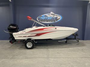 2024 Tahoe T16 boat at Foothills Marine Center with Mercury outboard motor.