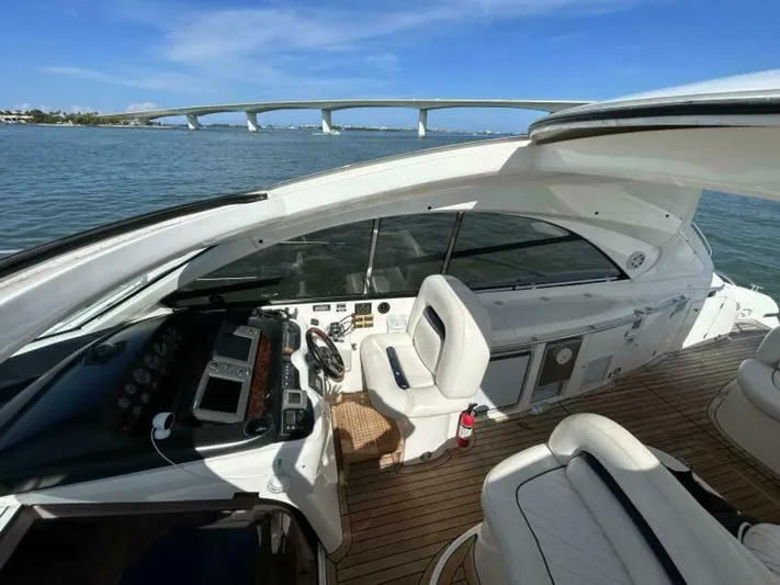  Yacht Photos Pics 2003 Sunseeker 50 Camargue yacht interior with bridge view.