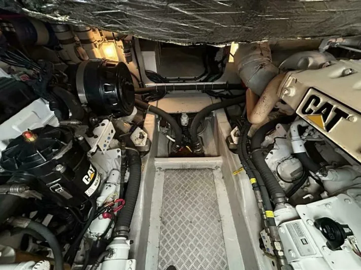  Yacht Photos Pics Engine room of a 2003 Sunseeker 50 Camargue yacht with CAT engines.