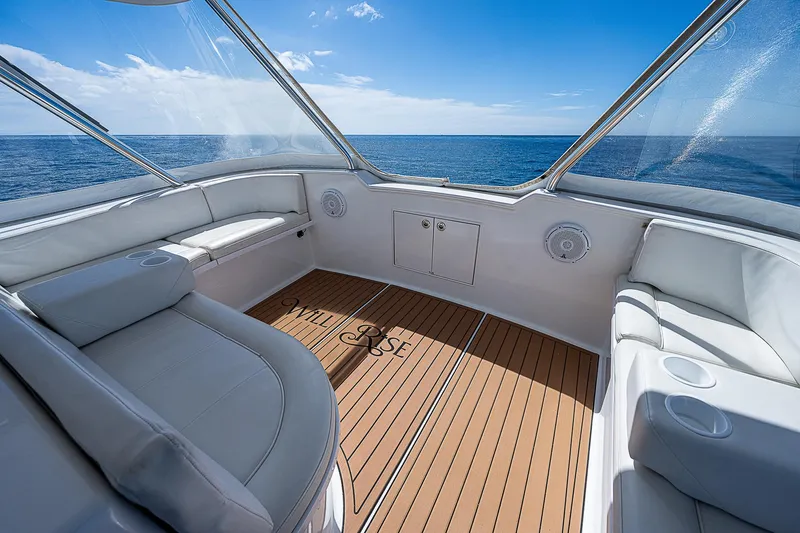 Will Rise Yacht Photos Pics Luxurious interior of a 2005 Custom Carolina 58 yacht with ocean view.
