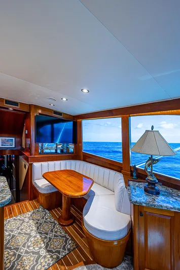 Will Rise Yacht Photos Pics Luxurious interior of a 2005 Custom Carolina 58 yacht with ocean view.