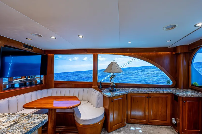 Will Rise Yacht Photos Pics Luxurious interior of 2005 Custom Carolina 58 yacht with ocean view.