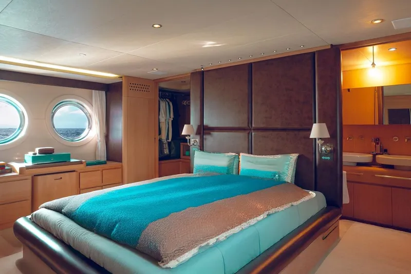  Yacht Photos Pics Luxurious Aicon 85 yacht bedroom interior with ocean view, 2015 model.