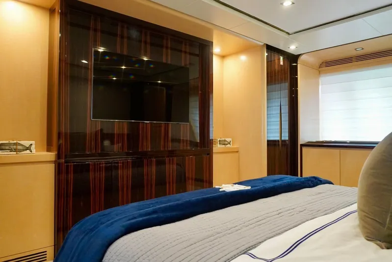  Yacht Photos Pics Luxurious interior of 2015 Azimut 84 yacht with elegant wood paneling and modern amenities.