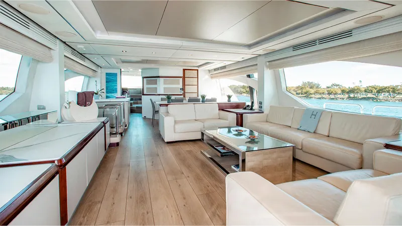 Bt2 Yacht Photos Pics Luxurious interior of a 2010 Azimut 95 yacht with elegant seating and modern design.