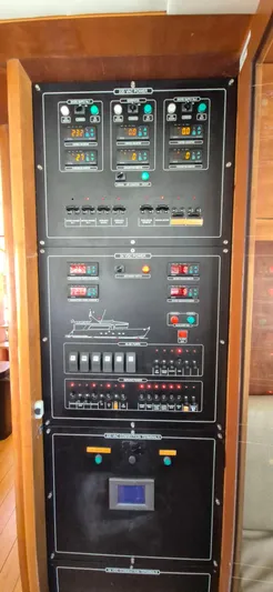 Getaway Yacht Photos Pics Electrical control panel on a 2012 Gianetti Navetta 67 yacht.