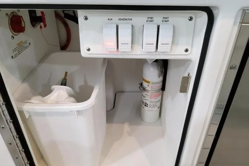  Yacht Photos Pics Control panel and storage compartment in 2026 Formula 360 Crossover Bowrider I/O boat.