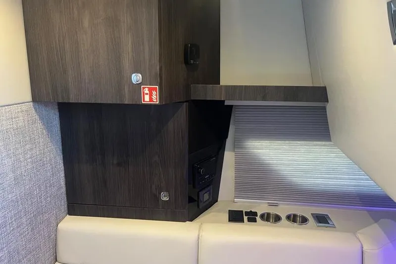  Yacht Photos Pics Interior of 2026 Formula 360 Crossover Bowrider I/O with modern cabinetry and seating.