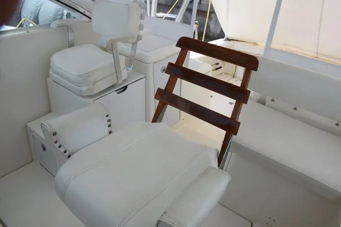 Rahiti Yacht Photos Pics Teak ladderback helm seat
