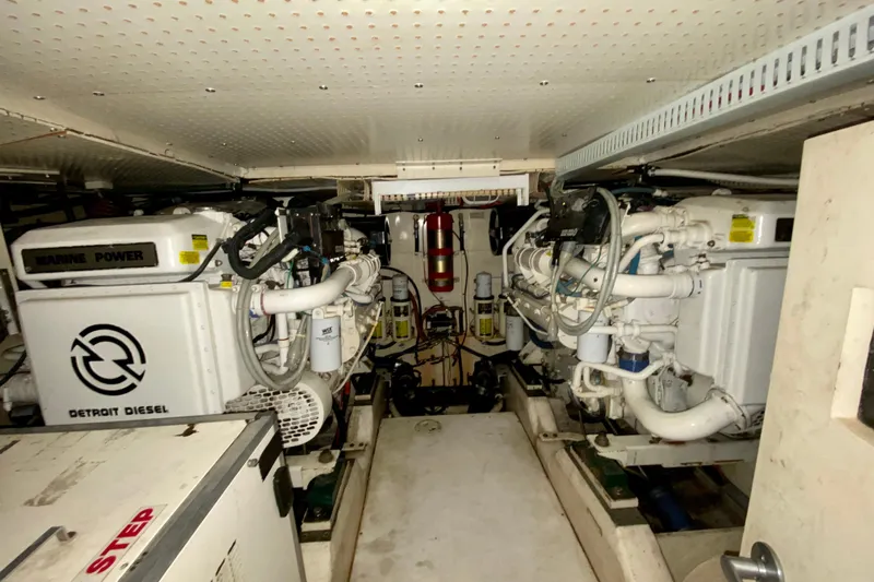  Yacht Photos Pics Engine room of 1999 Neptunus 54 Hardtop Express with Detroit Diesel engines.