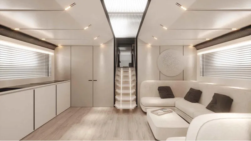  Yacht Photos Pics Luxurious interior of 2024 Cantieri di Pisa 80 Veloce yacht with modern design.