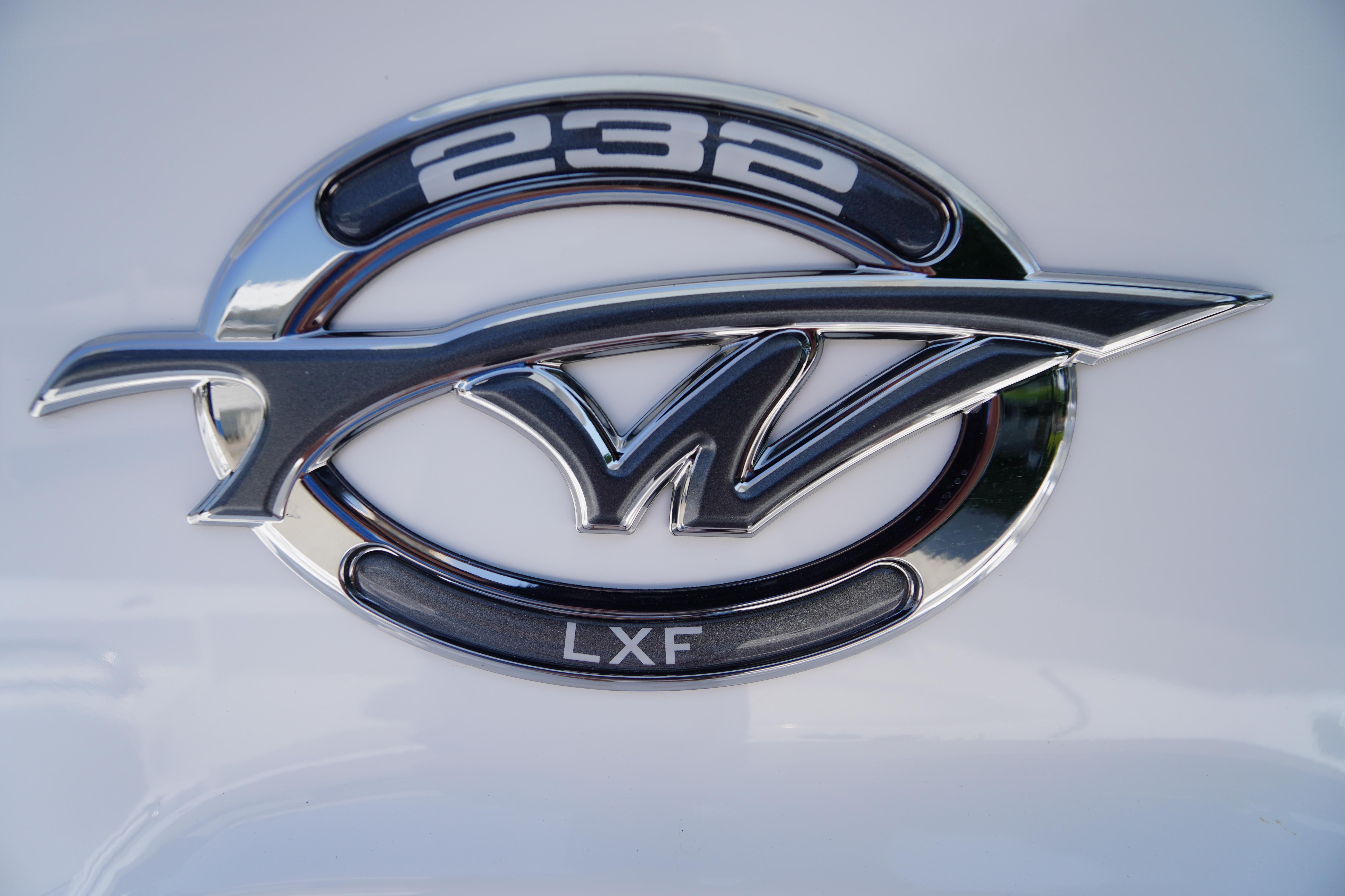 2026 Tidewater 232 LXF logo emblem on a sleek white surface.