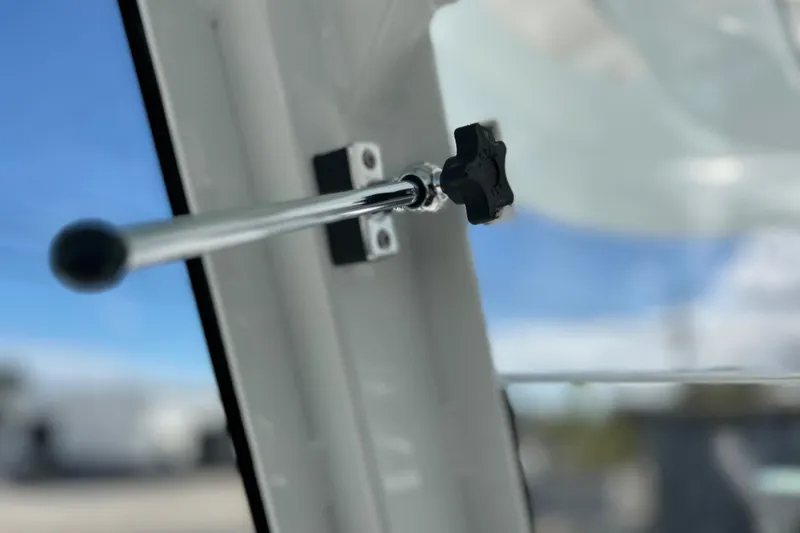  Yacht Photos Pics Close-up of a 2026 Sea Fox 268 Commander boat window latch mechanism.