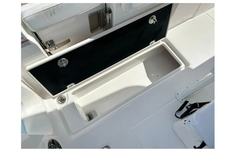  Yacht Photos Pics Open storage compartment on 2026 Sea Fox 268 Commander boat deck.