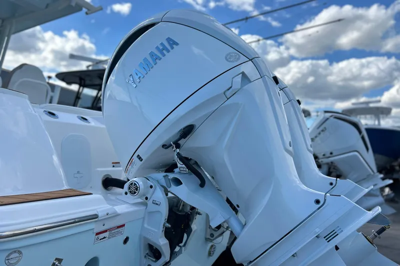  Yacht Photos Pics 2026 Sea Fox 268 Commander with Yamaha outboard motor under a blue sky.