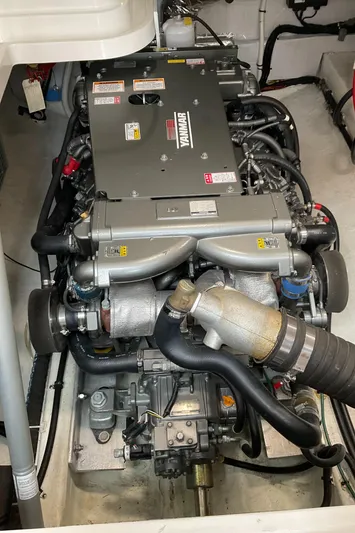  Yacht Photos Pics Engine compartment of a 2016 Back Cove 30 boat, featuring a Yanmar engine.
