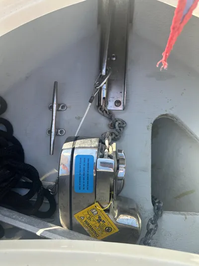  Yacht Photos Pics Anchor windlass on a 2015 Chris-Craft Launch 32 boat.