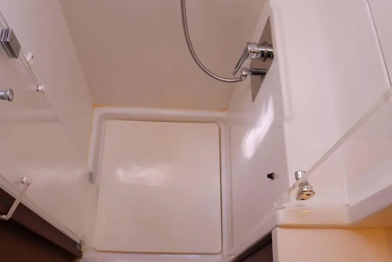 Libertas Ds Yacht Photos Pics 2019 Lagoon 450 F yacht bathroom with modern shower fixtures.