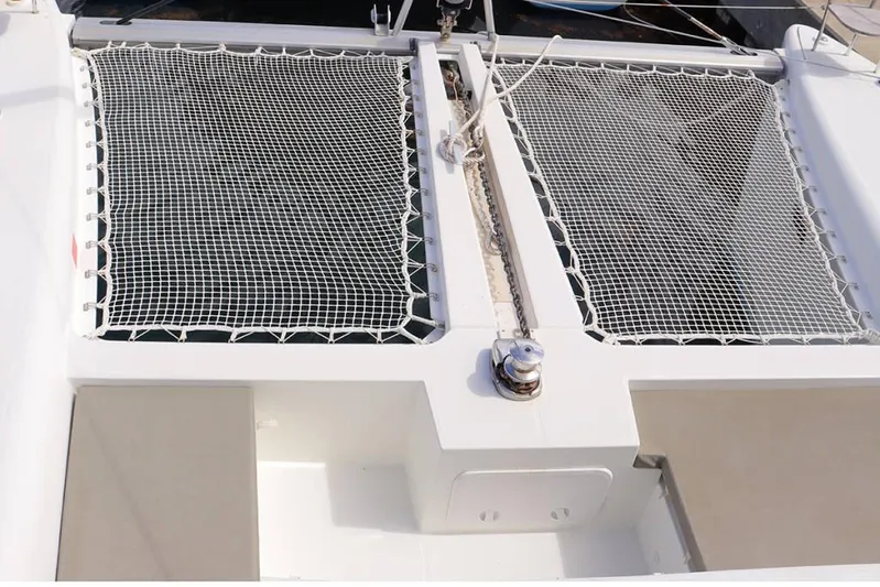 Libertas Ds Yacht Photos Pics 2019 Lagoon 450 F catamaran with dual netted trampolines on deck.