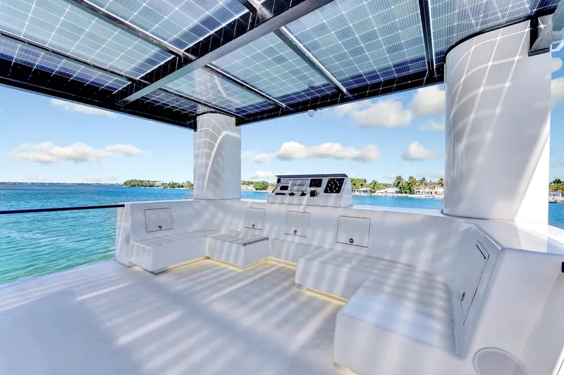  Yacht Photos Pics Luxurious ARKUP 50 Liveable Yacht 2024 with solar panels and ocean view.