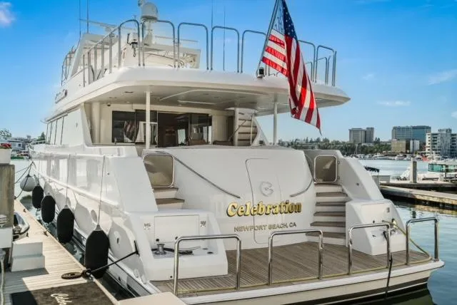Cwelebration Yacht Photos Pics Luxury yacht Westport 112, 2000 model, docked at Newport Beach, CA.