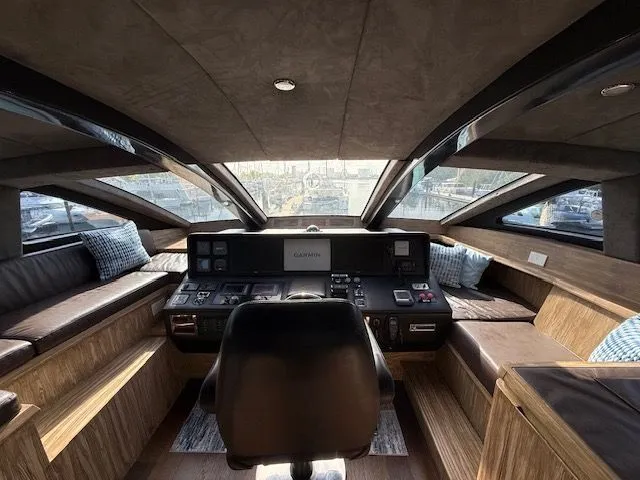 Mia Yacht Photos Pics Interior of Custom Contenzo Eagle 90 yacht, 2009, featuring luxurious cockpit.