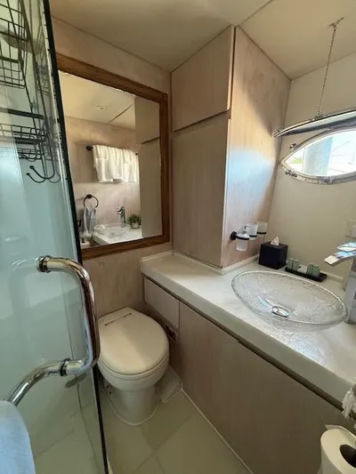 Mia Yacht Photos Pics Modern bathroom in a 2009 Custom Contenzo Eagle 90.