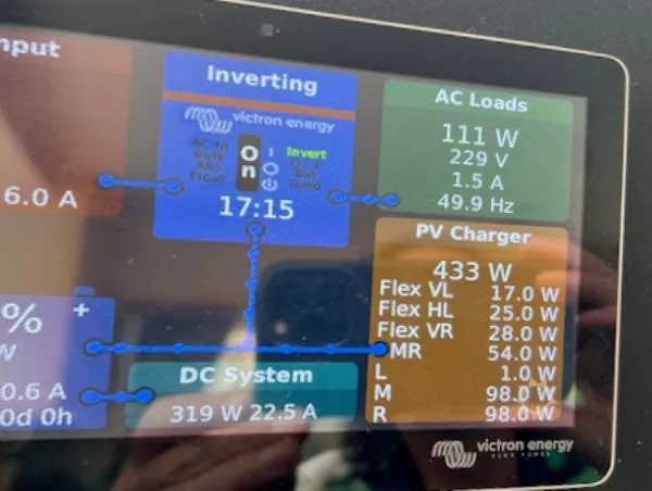 Angels Share Yacht Photos Pics Victron Energy display on Lagoon 450 F, 2015 model.