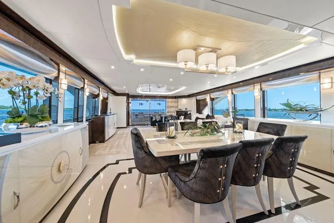 Obsession Yacht Photos Pics Dining Area Looking Aft