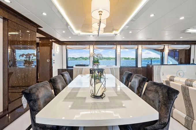 Obsession Yacht Photos Pics Dining Looking to Stbd.