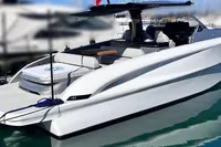 2024 Solaris Power 40 Open yacht docked in marina, sleek design, luxury seating.