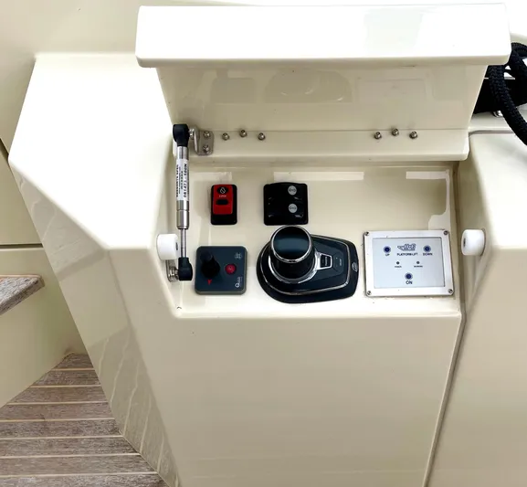 Tomorrow Yacht Photos Pics PORT SIDE COCKPIT CONTROLS w/ JOYSTICK DOCKING SYSTEM