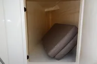 Storage compartment with cushions on a 2017 Leopard 43 Powercat.