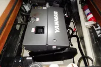 Engine compartment of a 2017 Leopard 43 Powercat with Yanmar engine.