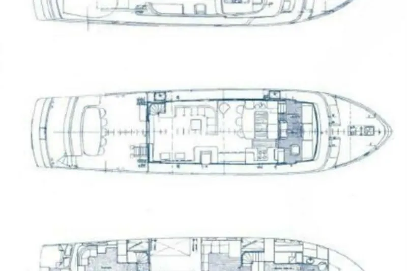 Aventurer Yacht Photos Pics Blueprint of 1986 Jongert 85 yacht, showcasing detailed deck layouts and interior design.
