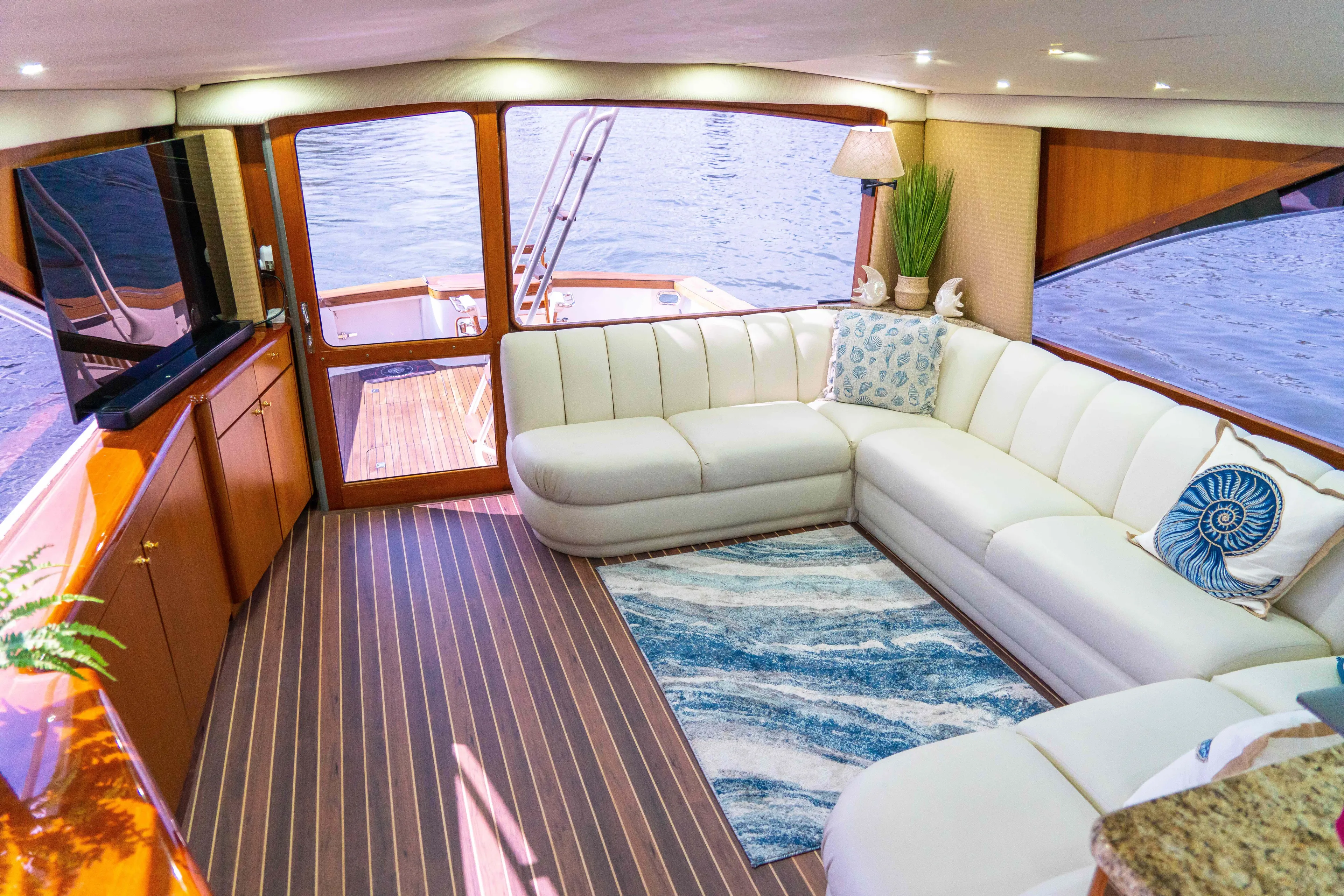  Yacht Photos Pics Luxurious interior of 1997 Ocean Yachts 60 Sport Fish with elegant seating and decor.