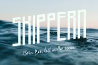 Ocean waves with "Skippern" text overlay, tagline "Born free, lost in the ocean."