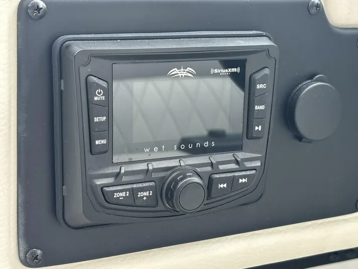  Yacht Photos Pics Wet Sounds audio system on 2021 Crownline E305XS boat dashboard.