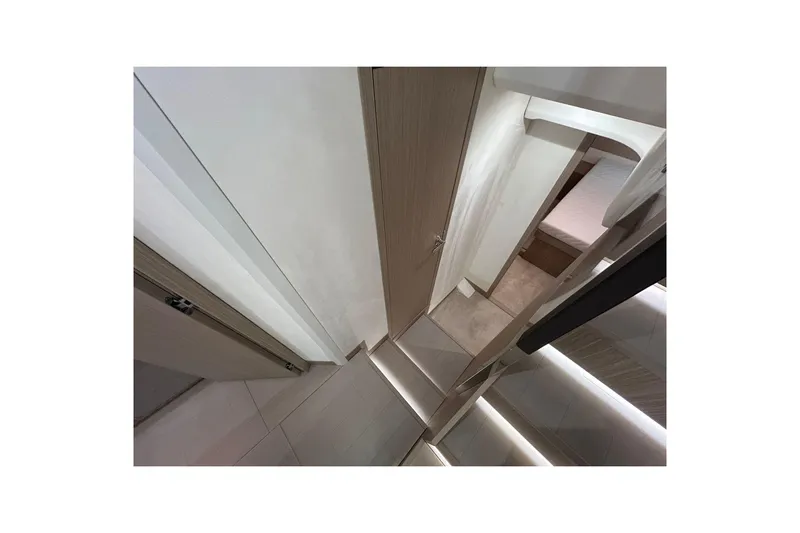  Yacht Photos Pics Modern interior of 2026 Prestige F4.9 yacht, featuring sleek design and elegant finishes.