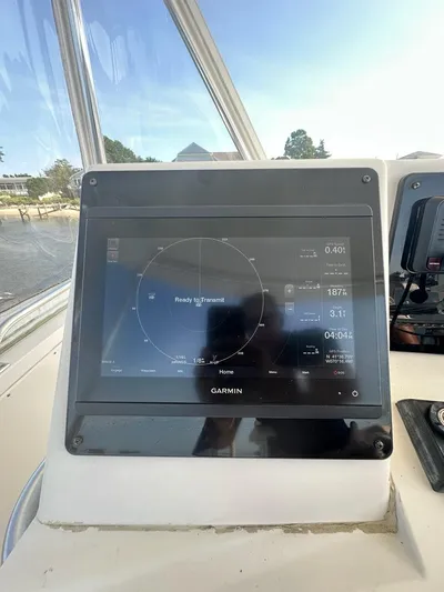 Lola Yacht Photos Pics Garmin navigation system on a 2005 Cabo 35 Flybridge boat.