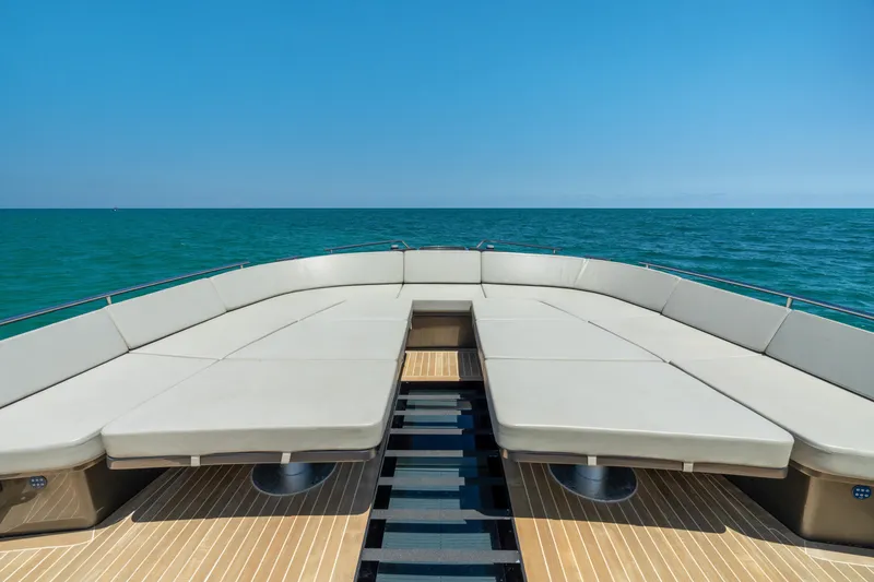 Yours Yacht Photos Pics Luxurious 2016 CNM Continental Tender yacht deck with ocean view and spacious seating.