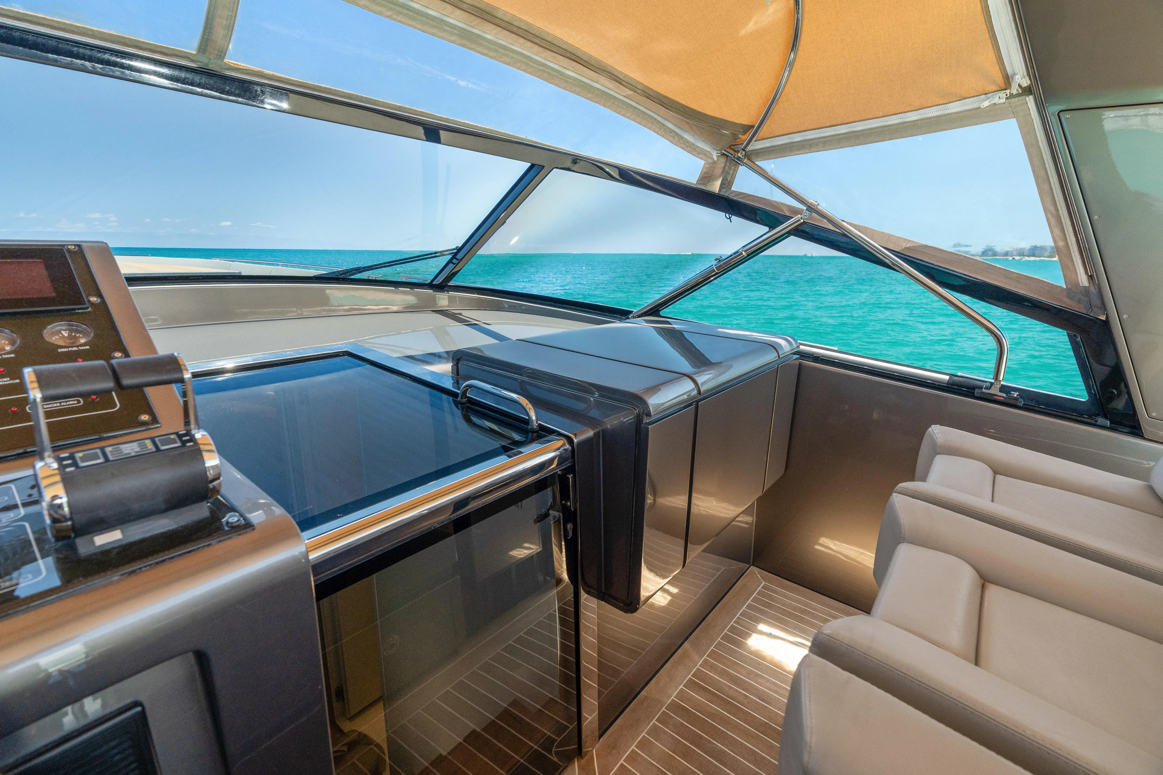 Yours Yacht Photos Pics Luxurious 2016 CNM Continental Tender yacht interior with ocean view and modern design.