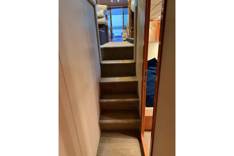  Yacht Photos Pics Staircase inside 1994 Ferretti Yachts 185 Fly, leading to upper deck area.