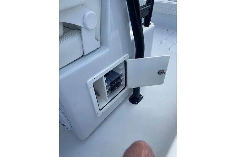  Yacht Photos Pics Open storage compartment on 2023 Conch 41 Center Console boat.